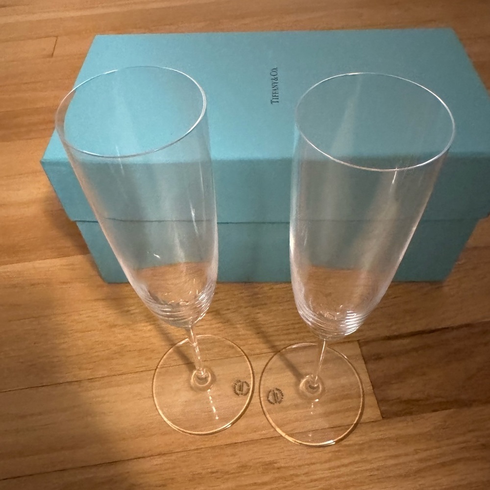 Brand New Tiffany & Co. Home Essentials Champagne Glass in Crystal Glass (Pair)